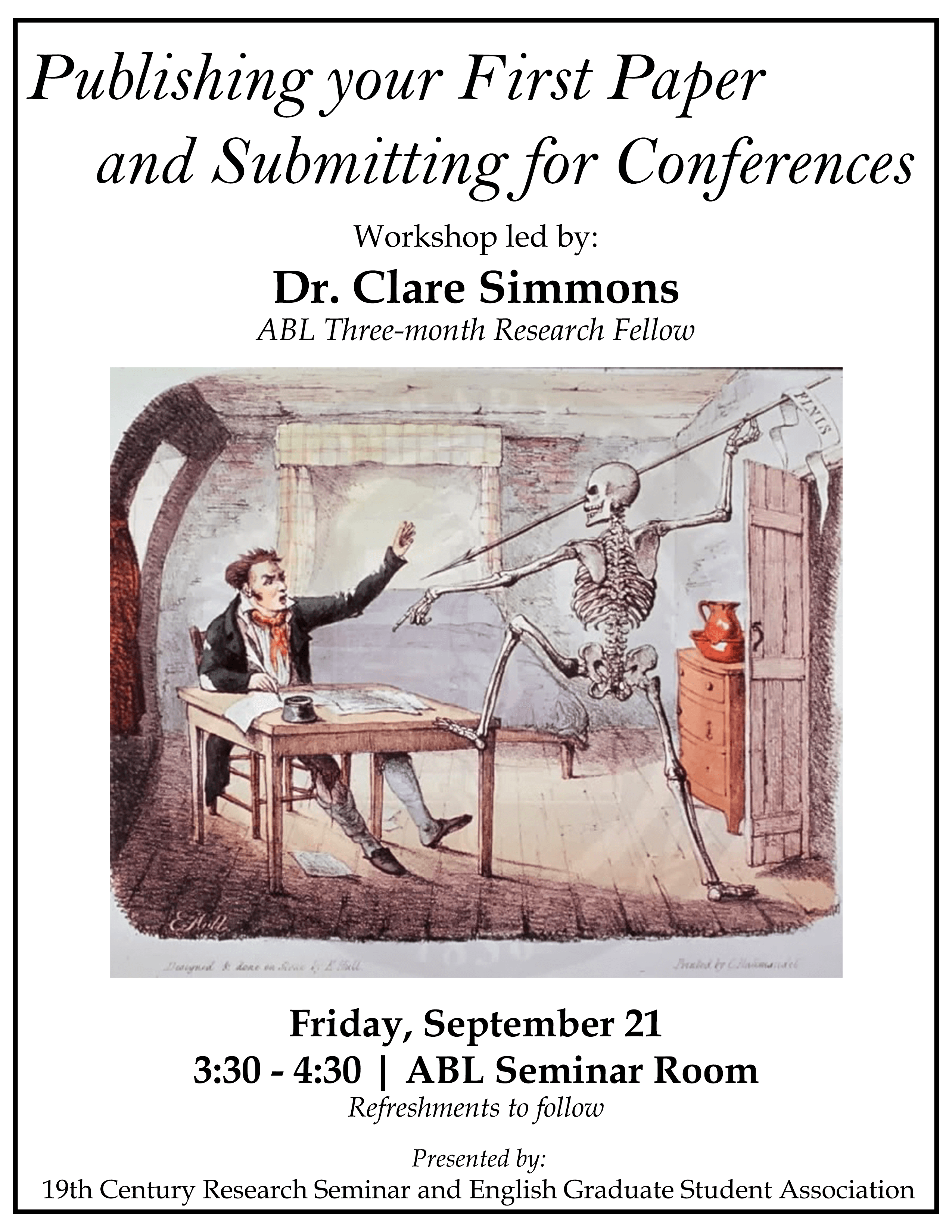 Flyer for the Workshop led by Prof. Clare Simmons
