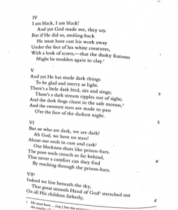 Image of the 1850 version of "The Runaway Slave at Pilgrim's Point" stanzas 4-6 and the first three lines of stanza 7