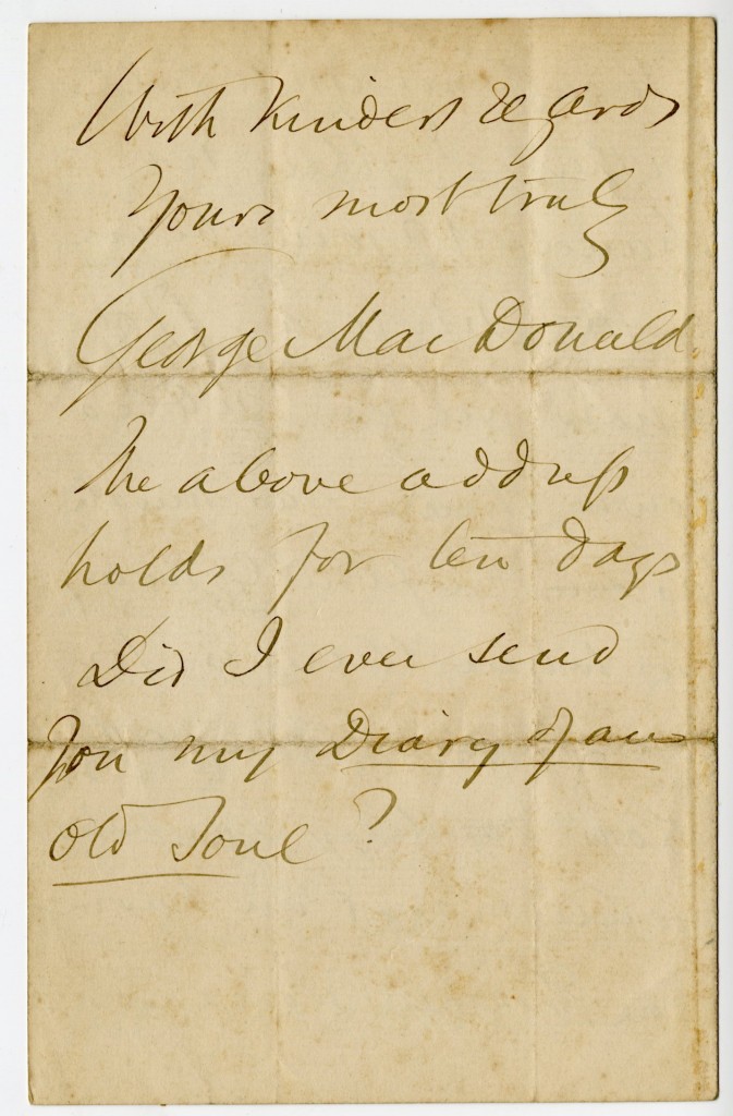Letter from George MacDonald to Sally [last name unknown]. 13 September 1882.
