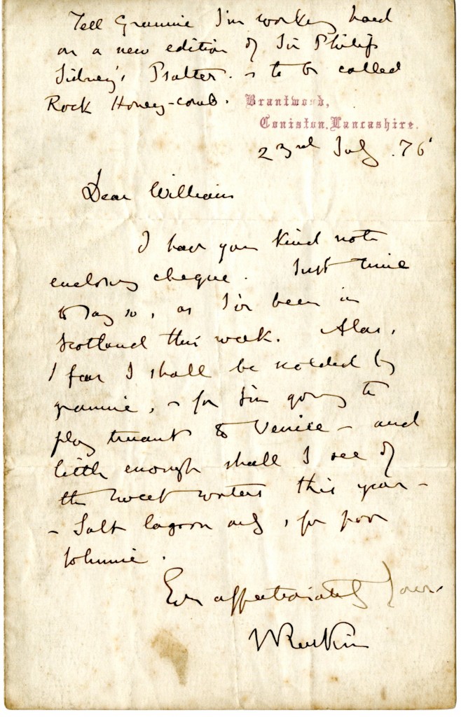 John Ruskin to William Cowper-Temple. 