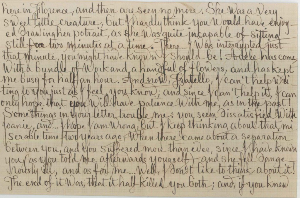 Letter from Francesca Alexander to John Ruskin. [ca. 1885-1887]. Page 2.