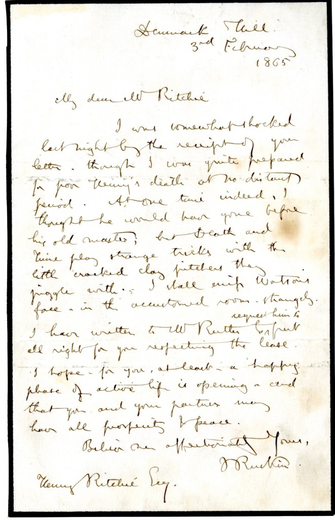 Letter from John Ruskin to Henry Ritchie. 3 February 1865.