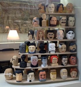 Students in Dr. Groves Popular Architecture and Design class at the University of Melbourne whittled heads of pop culture figures as a class assignment.