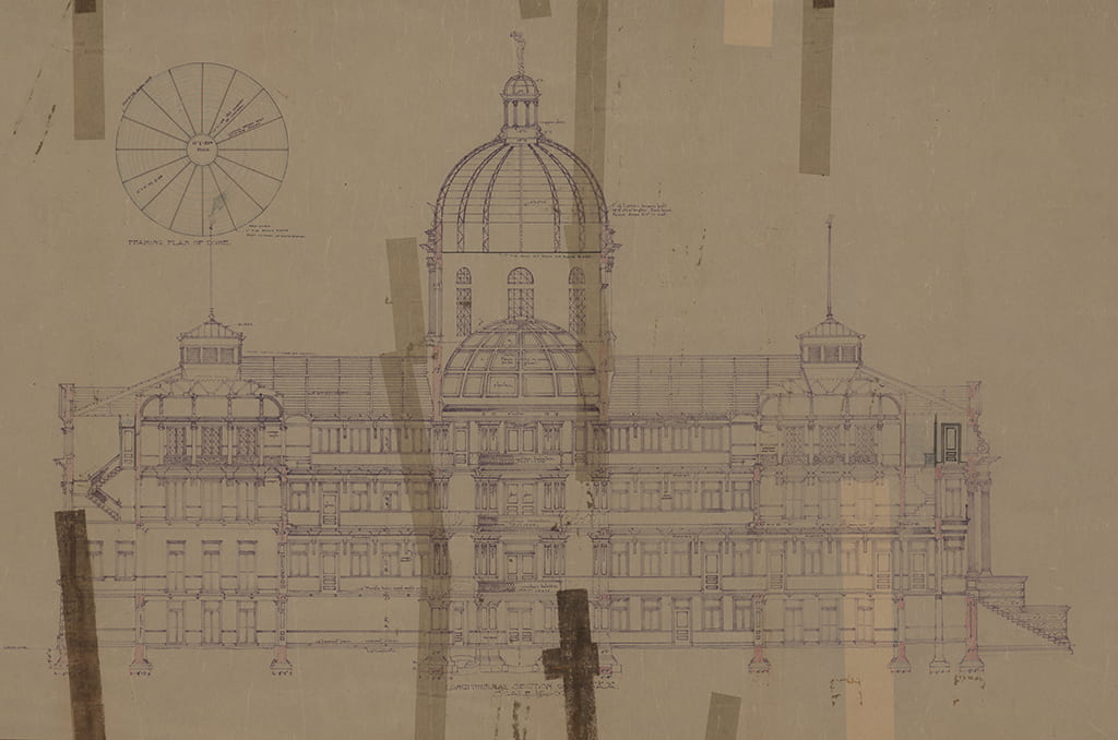 McLennan County Courthouse, J. Riely Gordon, architect. Ca. 1901. Unretouched elevation of original proposed structure.