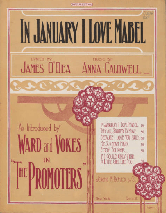 "In January I Love Mabel" cover, ca. 1909