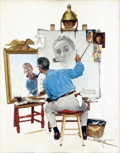 the Norman-Rockwell-Triple-Self-Portrait-1960