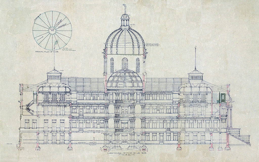 Digitally enhanced image of courthouse plan.
