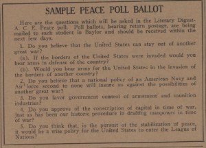 1935 Sample of Literary Digest Peace Poll (Courtesy of the Texas Collection)