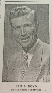 Picture of Procurement Supervisor and future Head Football Coach, Sam Boyd. Found in 1950 The Baylor Line. Printing Procurement Office Football Pre 1920s-1970s (Box #1, Football 1950s). The Texas Collection, Baylor University. 