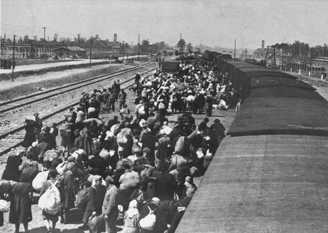 Prisoners arriving at Auschwitz-May 1944