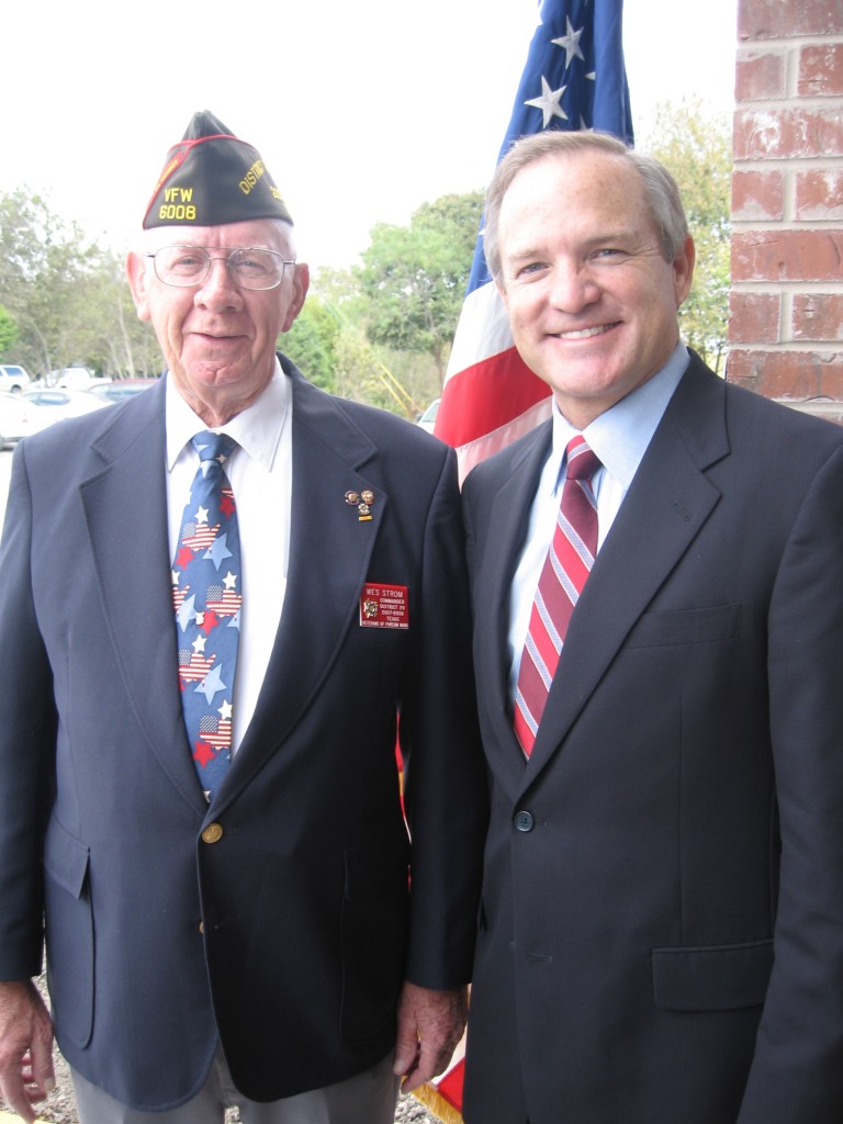 Congressman Edwards, seen here with Wes Strom, the Commander for VFW District 29.