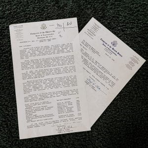 Photo of two letters relating to the resolution