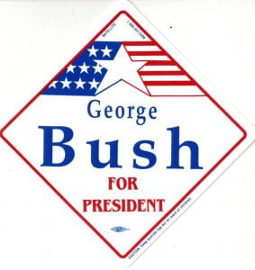 Window hanger advertisement for George H. W. Bush.