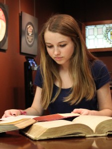 Katherine Ellis will present her research on the Book of Job at URSA Scholars Week. Photo by Caleb Barfield.