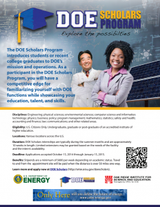 Click the image above to download the DOE Scholars Program flyer (PDF).