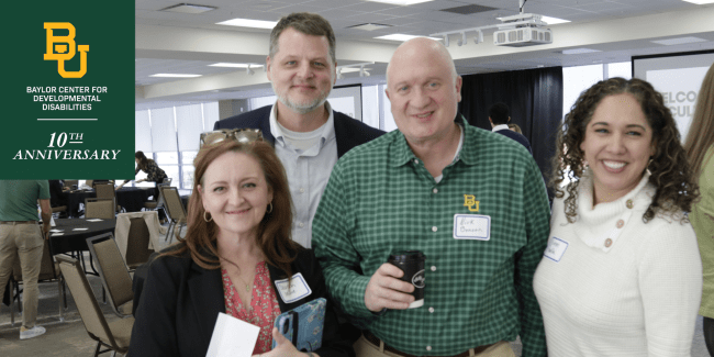 L-R: Dr. Sarah Mire, Dr. Erik Carter, Dr. Nick Benson, and Dr. Kristen Padilla at the BCDD's university-wide reception for faculty and staff in January. 