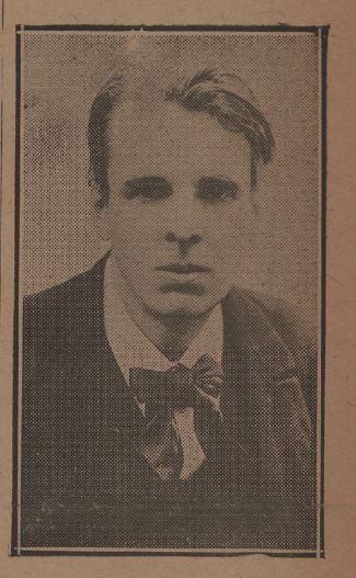 Photograph of William Butler Yeats appearing in the April 8, 1920, issue of The Lariat (The Texas Collection)
