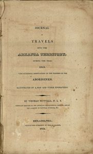 Photo of the title page of Title page of Nuttall's Journal of Travels...