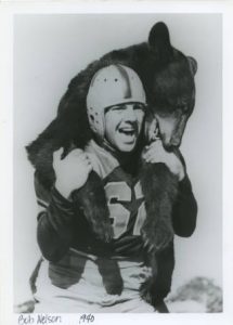 Bob Nelson carries Baylor's mascot on his back, 1940.