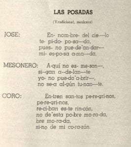 Text of "Las Posadas" a song traditionally sung during Christmas time in Mexico