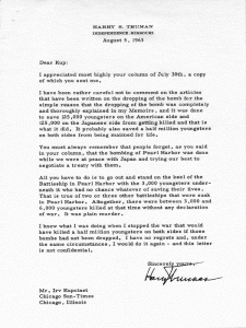 Harry Truman Letter